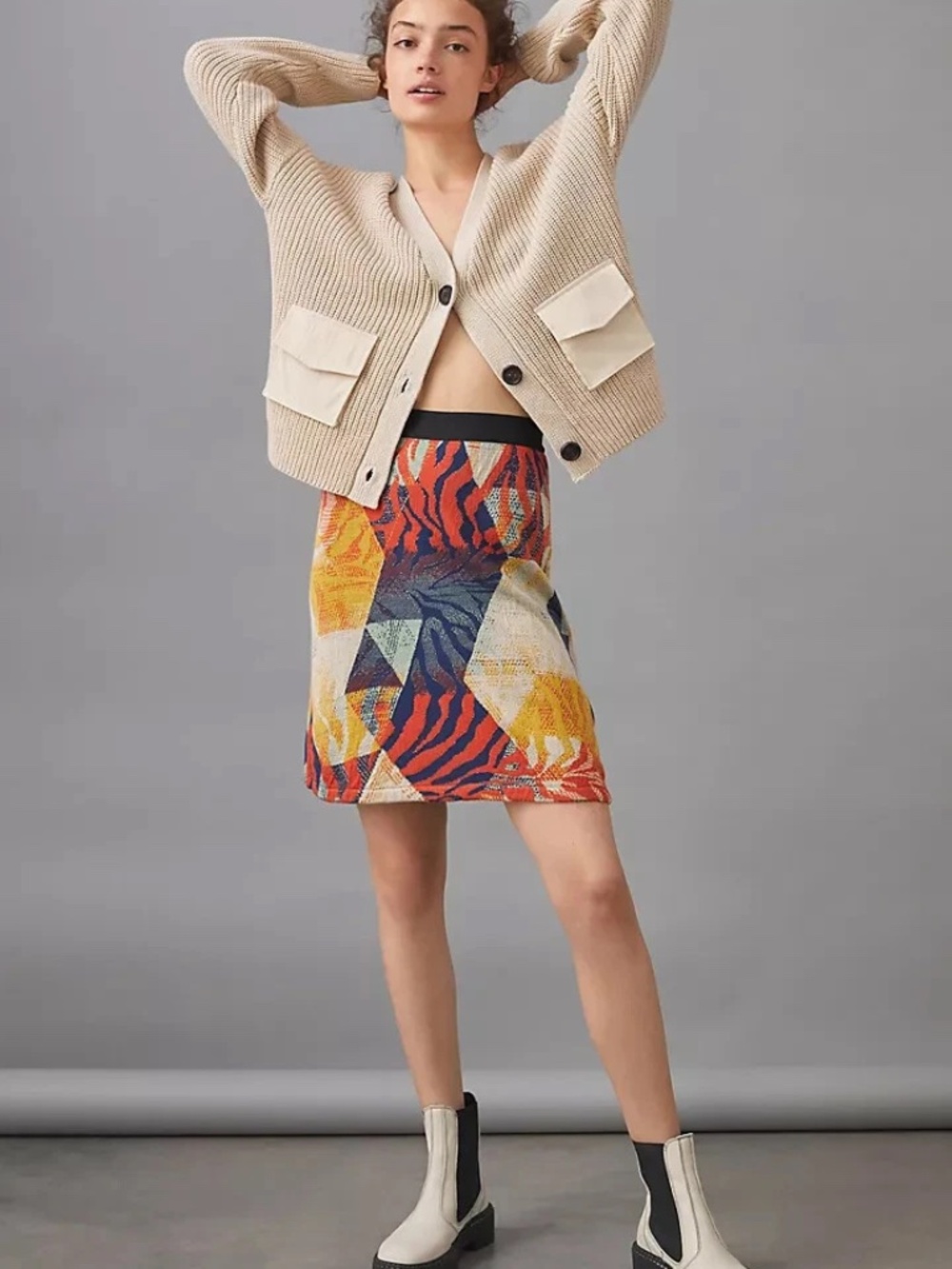 Anthropologie Beatriz Mini Skirt by Aldo Martins, colorful abstract - XS/SM